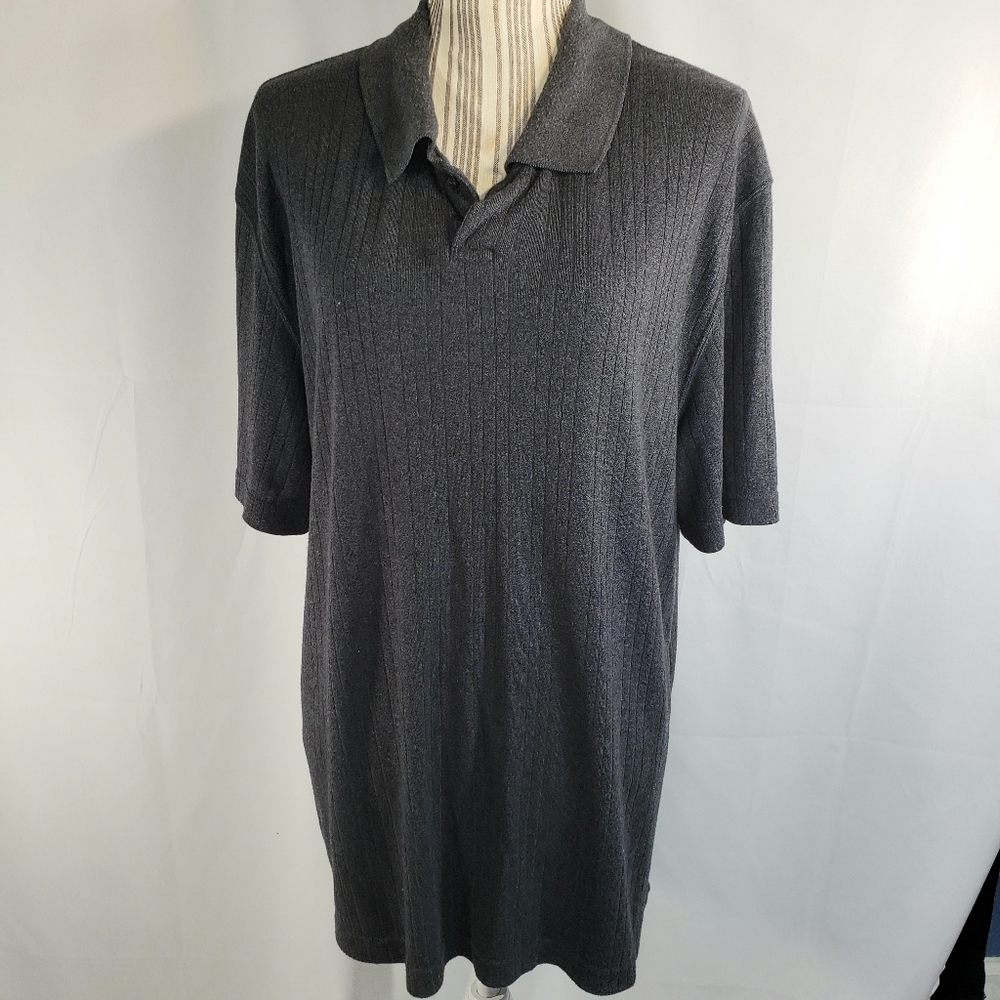 Brandini Grey Ribbed Polo Short Sleeve Shirt Size XXLarge